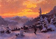 Hans Gude Winter Afternoon Sweden oil painting artist